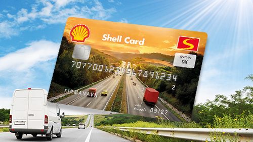 Shell Card Erhverv med hvid varevogn i baggrunden